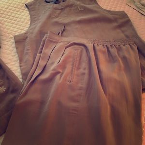 Three piece silk pants suit